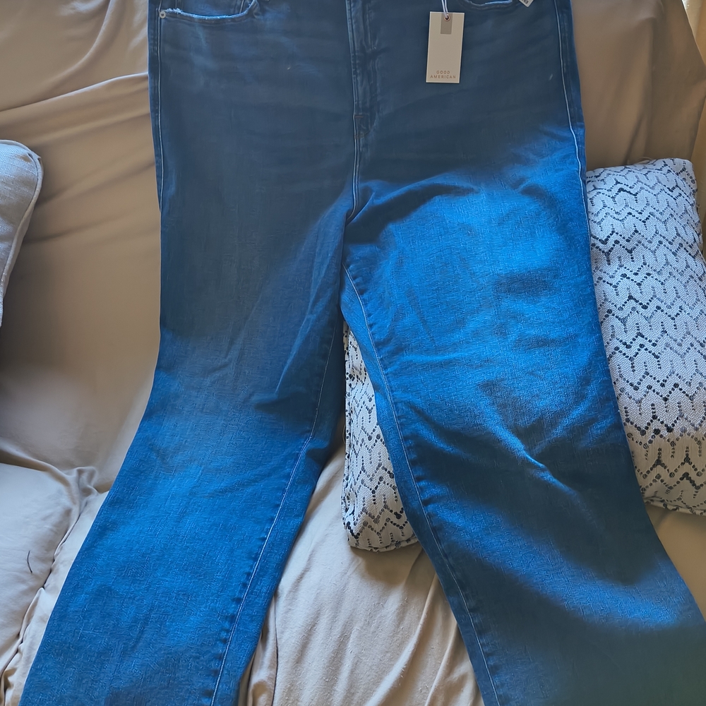 Good American Dark Blue Straight Leg Jeans